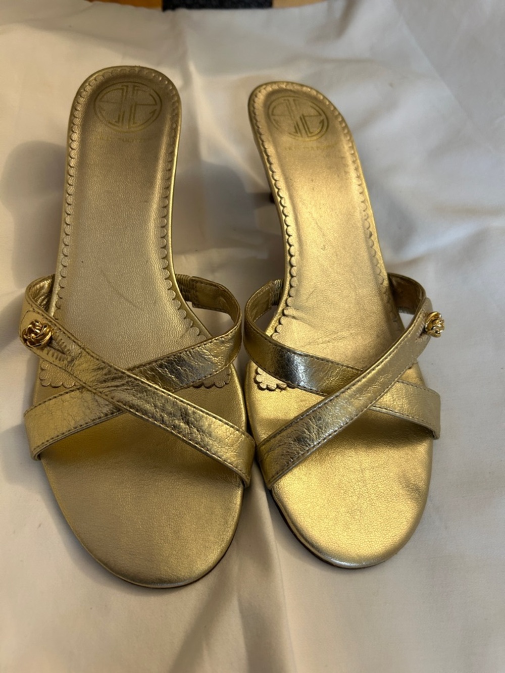 Lilly Pulitzer Metallic Gold Crisscross Slide Mules